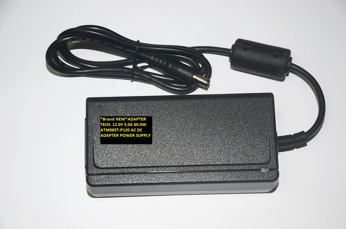 *Brand NEW*5.5*2.1mm AC100-240V ADAPTER TECH.ATM065T-P120 12.0V 5.0A 60.0W AC DC ADAPTER POWER SUPPLY - Click Image to Close